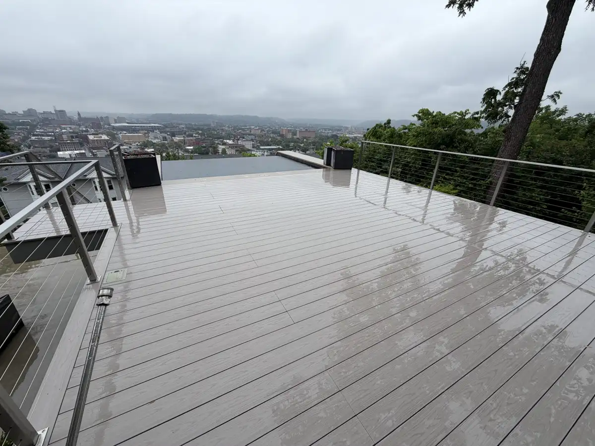 Clean composite deck overlooking the city