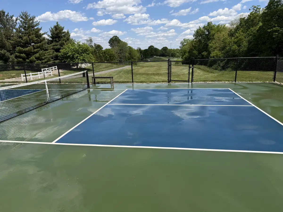 Freshly cleaned outdoor sport court